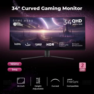 GAME HERO 34 inch Ultrawide Curved Gaming Monitor Zwart