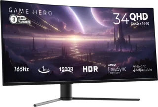 GAME HERO 34 inch Ultrawide Curved Gaming Monitor Zwart