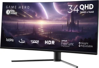 GAME HERO 34 inch Ultrawide Curved Gaming Monitor Zwart