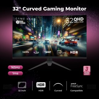 GAME HERO Curved QHD VA Gaming Monitor 32 inch