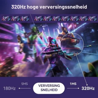 Gaming monitor 27 inch 320 Hz - 2560 x 1440 resolutie - fast IPS-paneel - wit - FreeSync - VESA 100x100