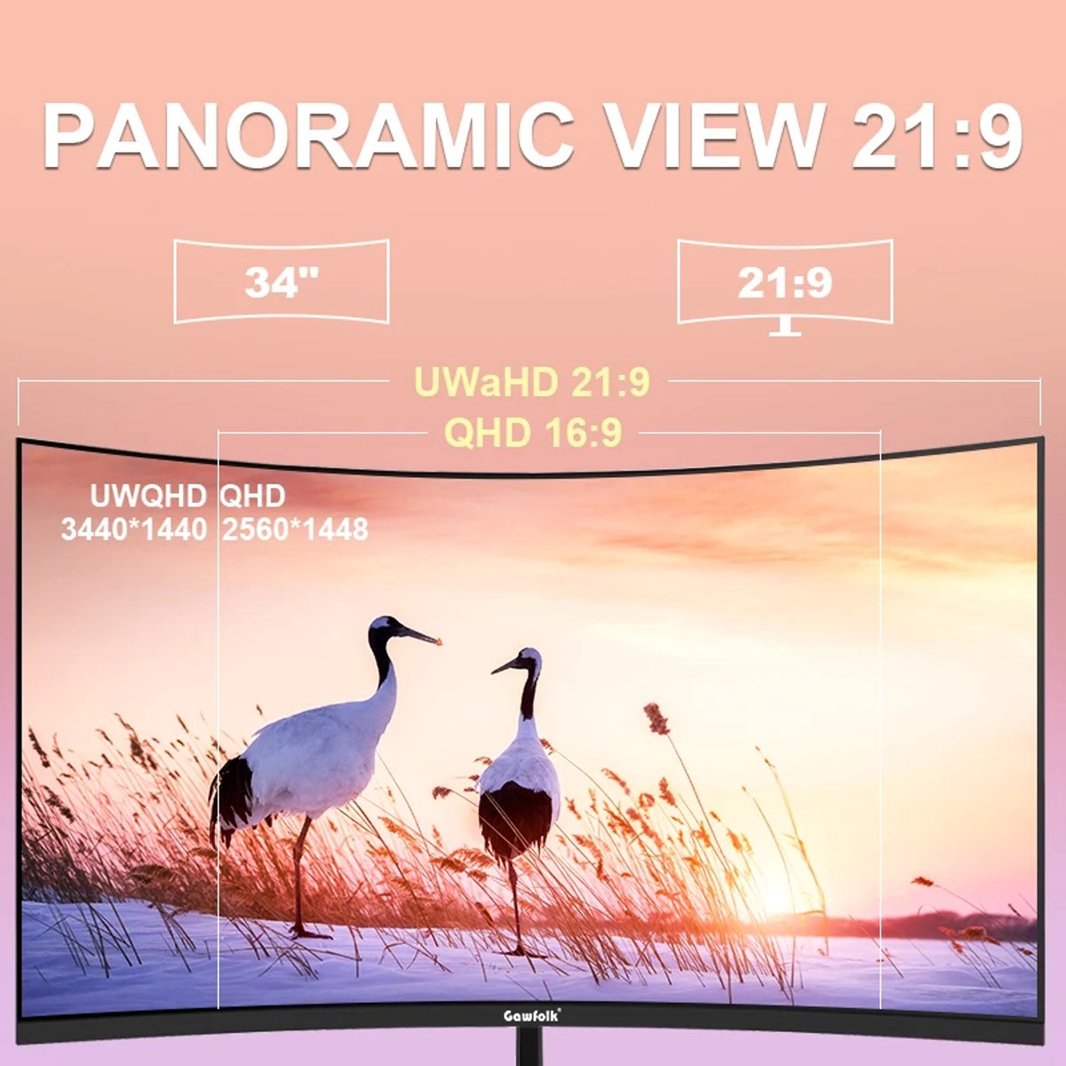 Gaming Monitor 34" Ultrawide Curved 165Hz QHD