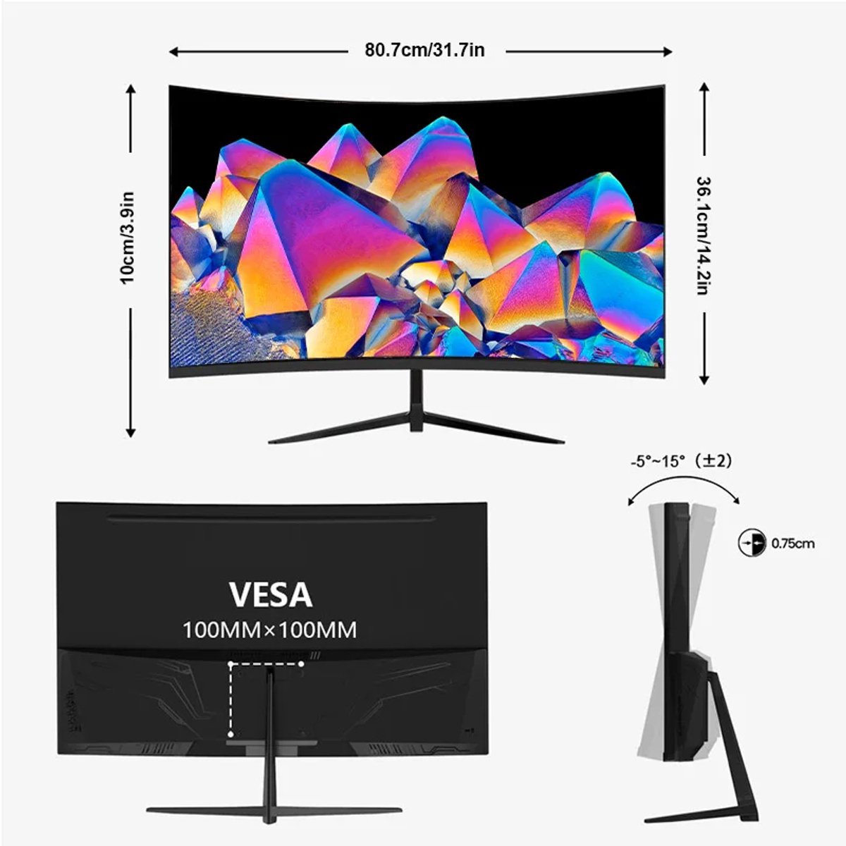 Gaming Monitor 34" Ultrawide Curved 165Hz QHD