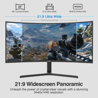 Gamingmonitor 34 inch gebogen - UWQHD-scherm van 3440 x 1440 pixels