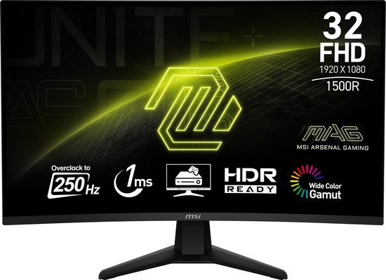 MSI MAG 32C6X 31.5" Full HD Monitor Zwart