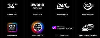 MSI MAG 341CQP QD-OLED 34" UWQHD Gaming Monitor