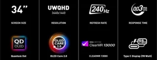 MSI MAG 341CQP QD-OLED 34" UWQHD Gaming Monitor