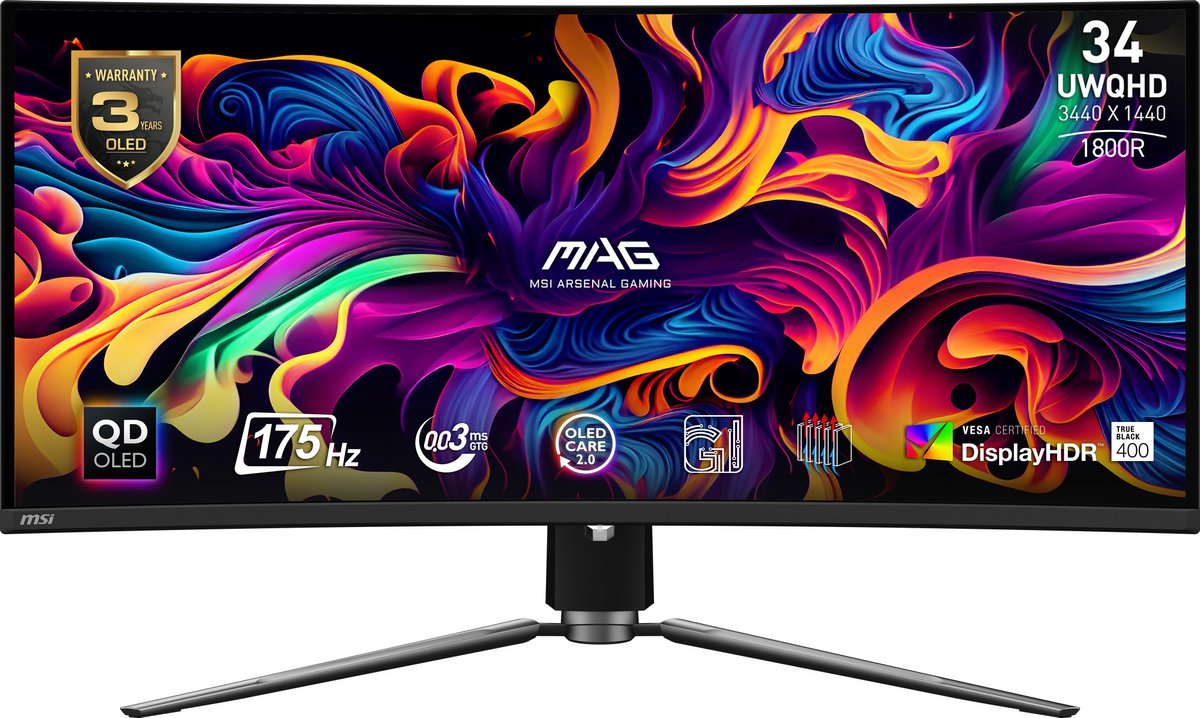 De MSI MAG 341CQPDE QD-OLED 34" UltraWide Monitor in één oogopslag