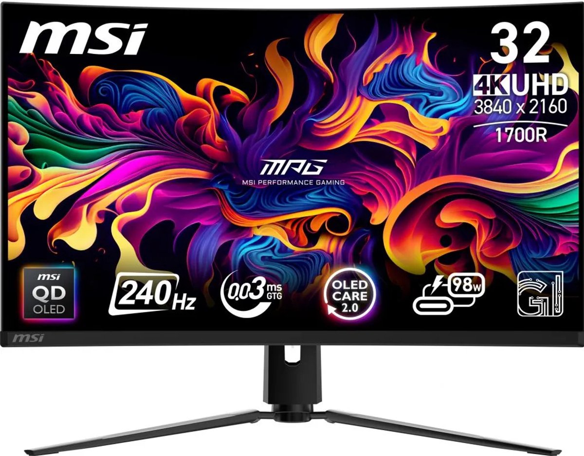 De MSI MPG 321CURX QD-OLED 32" 4K UHD Curved Gaming Monitor in één oogopslag