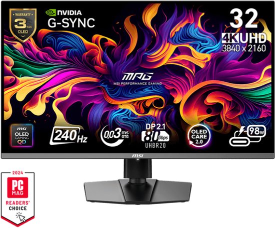 MSI MPG 322URX QD-OLED 31.5" 4K Monitor zwart