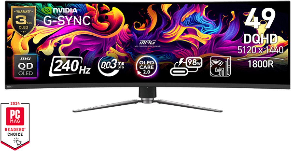 De MSI MPG 491CQPX QD-OLED Gaming Monitor in één oogopslag