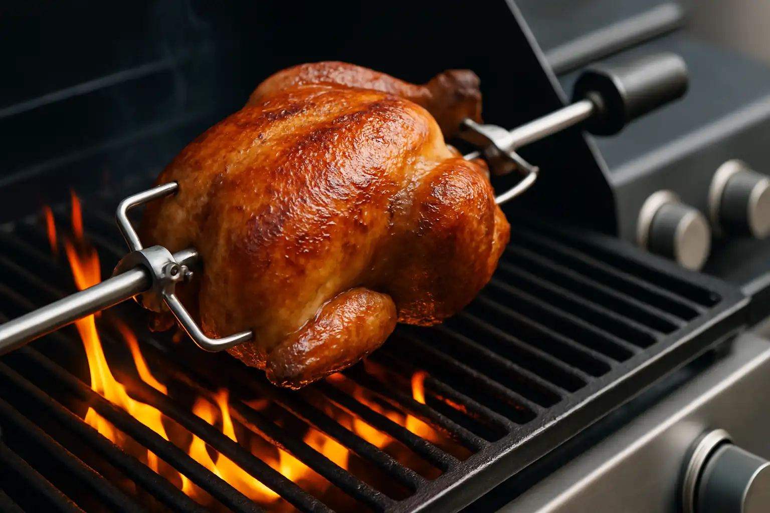 Rotisserie op je gasbarbecue: zo haal je sappig vlees en een knapperige huid uit elke draai