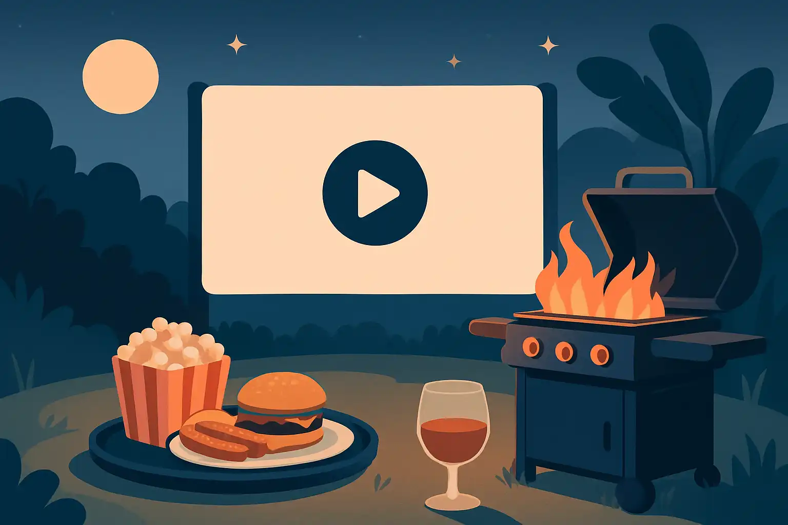 Zo organiseer je een tuincinema met je gasbarbecue: film, menu en sfeer