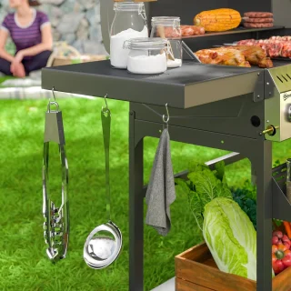 Gasgrill 12 KW 4+1 Brander BBQ Grillwagen Van Roestvrij Staal Incl Zijbrander Thermometer Grillrooster Kookplaat Flesopener Zijplanken Gas-Grill Voor Balkon Camping 135 X 55 X 103cm