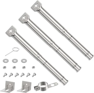 Instelbare roestvrijstalen branderaccessoires - 3 stuks, 308-449 cm Universele brander voor gasbarbecues, reserveonderdelen - Master Forge Perfect Flame Uniflame