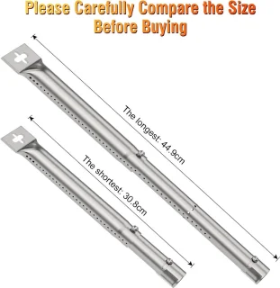 Instelbare roestvrijstalen branderaccessoires - 3 stuks, 308-449 cm Universele brander voor gasbarbecues, reserveonderdelen - Master Forge Perfect Flame Uniflame