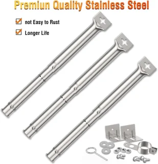 Instelbare roestvrijstalen branderaccessoires - 3 stuks, 308-449 cm Universele brander voor gasbarbecues, reserveonderdelen - Master Forge Perfect Flame Uniflame