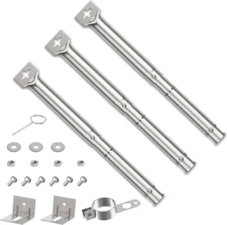Instelbare roestvrijstalen branderaccessoires - 3 stuks, 308-449 cm Universele brander voor gasbarbecues, reserveonderdelen - Master Forge Perfect Flame Uniflame