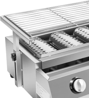 Paco Goederen® 4-branders BBQ-propaangasgril - Roestvrij Staal - Draagbare LPG - Tafelmodel - In Hoogte Verstelbare Gasgrill- Tuin Terras Balkon Camping - Afneembare rookloze barbecuegrill - Snelle opwarming
