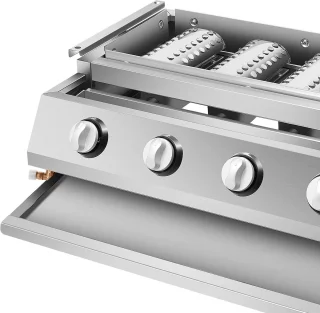 Paco Goederen® 4-branders BBQ-propaangasgril - Roestvrij Staal - Draagbare LPG - Tafelmodel - In Hoogte Verstelbare Gasgrill- Tuin Terras Balkon Camping - Afneembare rookloze barbecuegrill - Snelle opwarming