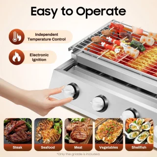 Paco Goederen® 4-branders BBQ-propaangasgril - Roestvrij Staal - Draagbare LPG - Tafelmodel - In Hoogte Verstelbare Gasgrill- Tuin Terras Balkon Camping - Afneembare rookloze barbecuegrill - Snelle opwarming