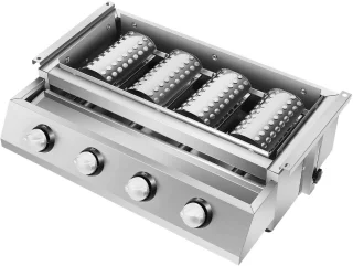 Paco Goederen® 4-branders BBQ-propaangasgril - Roestvrij Staal - Draagbare LPG - Tafelmodel - In Hoogte Verstelbare Gasgrill- Tuin Terras Balkon Camping - Afneembare rookloze barbecuegrill - Snelle opwarming