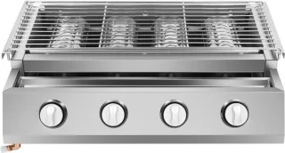 Paco Goederen® 4-branders BBQ-propaangasgril - Roestvrij Staal - Draagbare LPG - Tafelmodel - In Hoogte Verstelbare Gasgrill- Tuin Terras Balkon Camping - Afneembare rookloze barbecuegrill - Snelle opwarming