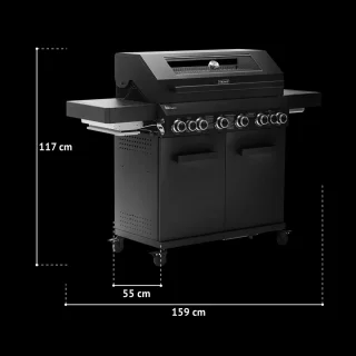 TAINO PLATINUM YAMARA DARK 6+2 Gasgrill - Staal 6 Branders Sear-Burner Backburner
