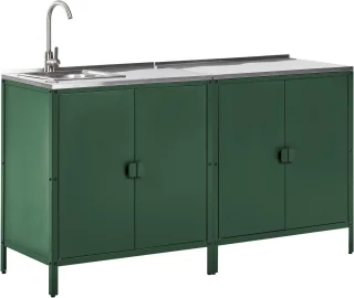 BELIANI VILAMA - Tuin keukenset 2-delig met spoelbak - Groen - RVS
