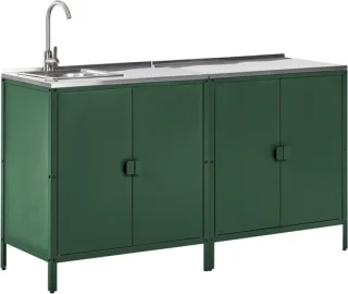 BELIANI VILAMA - Tuin keukenset 2-delig met spoelbak - Groen - RVS