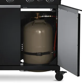 BURNHARD® 4 Branders gasbarbecue Big FRED Black Series 3 incl. achterbrander, keramische 900°C infraroodbrander, zijkookplaat, gietijzeren grillrooster + uitklapbare zijtafels