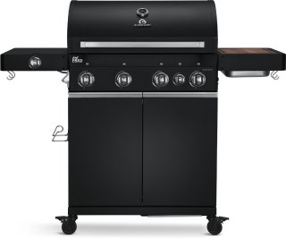 De BURNHARD® 4 Branders gasbarbecue Big FRED Black Series 3 incl. achterbrander, keramische 900°C infraroodbrander, zijkookplaat, gietijzeren grillrooster + uitklapbare zijtafels in één oogopslag
