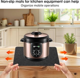 De Candala Set van 2 vuurvaste onderleggers voor keukenapparaten, hittebeschermingsmat, 30 x 45 cm, brandwerende deken, antislip, ideaal voor koffiezetapparaten, magnetrons, broodroosters, luchtfriteuses - zwart in één oogopslag