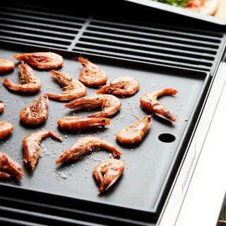 Universele gietijzeren grillplaat - vlakke en geribbelde kant - gasbarbecue - rechthoekig - 43 x 35 cm Grilplaat