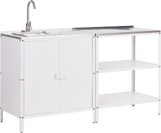 BELIANI VILAMA - Tuin kookeiland met keukenkast 2-delig - Wit - RVS