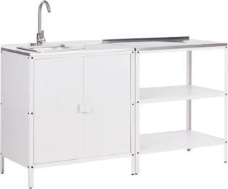 BELIANI VILAMA - Tuin kookeiland met keukenkast 2-delig - Wit - RVS