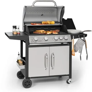 Klarstein Gasbarbecue Met Groot Grilloppervlak, Gasbarbecue 1 Zijbrander & 4 Branders, 17.1Kw Roestvrijstalen Gasbarbecue, Bbq Gasbarbecue Voor Balkon & Tuin, Grill Voor Propaan, Gasbarbecue Met 5 Branders & Thermometer