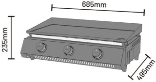 Cozze® G-700 Plancha Bakplaat - Grillplaat met 3 gasbranders, 30 mbar