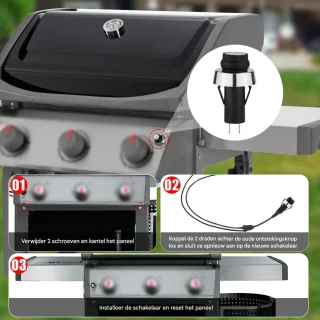 EXCITAT Vervangende onderdelen - Geschikt voor Weber Grill, Contactschakelaar Grill - Geschikt voor Weber Grill Contactknop - Geschikt voor Weber 66220 G/S-210,220,310,315,320,330, Genesis II, Spirit II