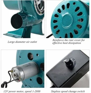 JeiibrZui Bbq-ventilator - Bbq-luchtblazer - Stille Koperen Spoel & Trillingsbestendig Ontwerp - 1 Stuk - Voor Thuis En Camping Gebruik Blauw