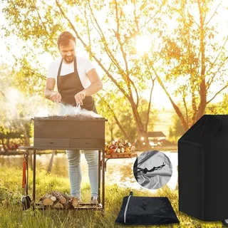 BBQ - hoes - BBQ - hoes - Gasgrill Beschermingskap - 210D Oxford Weerbestendig BBQ - doek - Dustbestendig - Verstelbaar touwwind en stofdroog rek (145 x 61 x 117 cm)