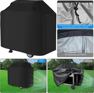 BBQ - hoes - BBQ - hoes - Gasgrill Beschermingskap - 210D Oxford Weerbestendig BBQ - doek - Dustbestendig - Verstelbaar touwwind en stofdroog rek (145 x 61 x 117 cm)