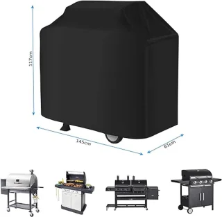 BBQ - hoes - BBQ - hoes - Gasgrill Beschermingskap - 210D Oxford Weerbestendig BBQ - doek - Dustbestendig - Verstelbaar touwwind en stofdroog rek (145 x 61 x 117 cm)