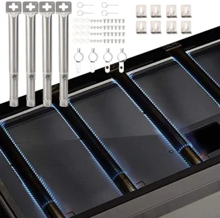 Universele Grillbrander Set - Rvs Barbecue Branders - 4 Stuks - Lengte Verstelbaar 30,5-44,5 Cm - Rechte Pijp Design - Corrosiebestendig - Voor Gas Grill - Eenvoudige Installatie - Gelijkmatige Hitteverdeling