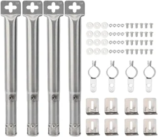 Universele Grillbrander Set - Rvs Barbecue Branders - 4 Stuks - Lengte Verstelbaar 30,5-44,5 Cm - Rechte Pijp Design - Corrosiebestendig - Voor Gas Grill - Eenvoudige Installatie - Gelijkmatige Hitteverdeling