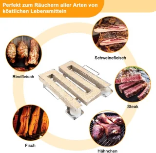 304 RVS Rookmand Rond Vierkant Rookbox BBQ Rookbakje-M Model Met Dubbele Steun Houtchips Rookaccessoire Voor Buiten Grillen