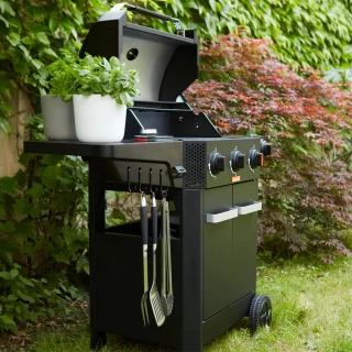 Barbecook Luca 312 gasbarbecue zwart met kast en zijbrander