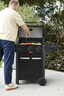 Barbecook Luca 312 gasbarbecue zwart met kast en zijbrander
