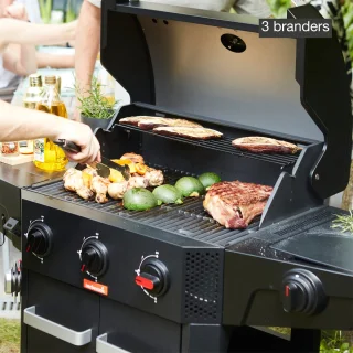 Barbecook Luca 312 gasbarbecue zwart met kast en zijbrander