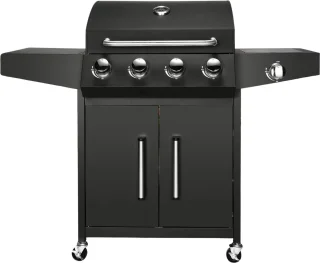 BBQ 5-in-1 gasbarbecue zwart met zijbrander